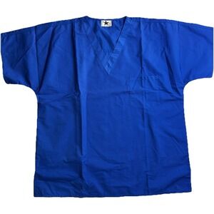 Black Star Scrub Top Women's Size XL Royal Blue NWT 3 Pockets